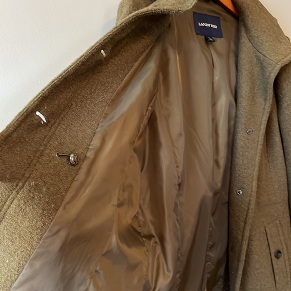 Land’s End 12P button up, military green, lined, pockets, hooded Pea Coat Women - Picture 7 of 14